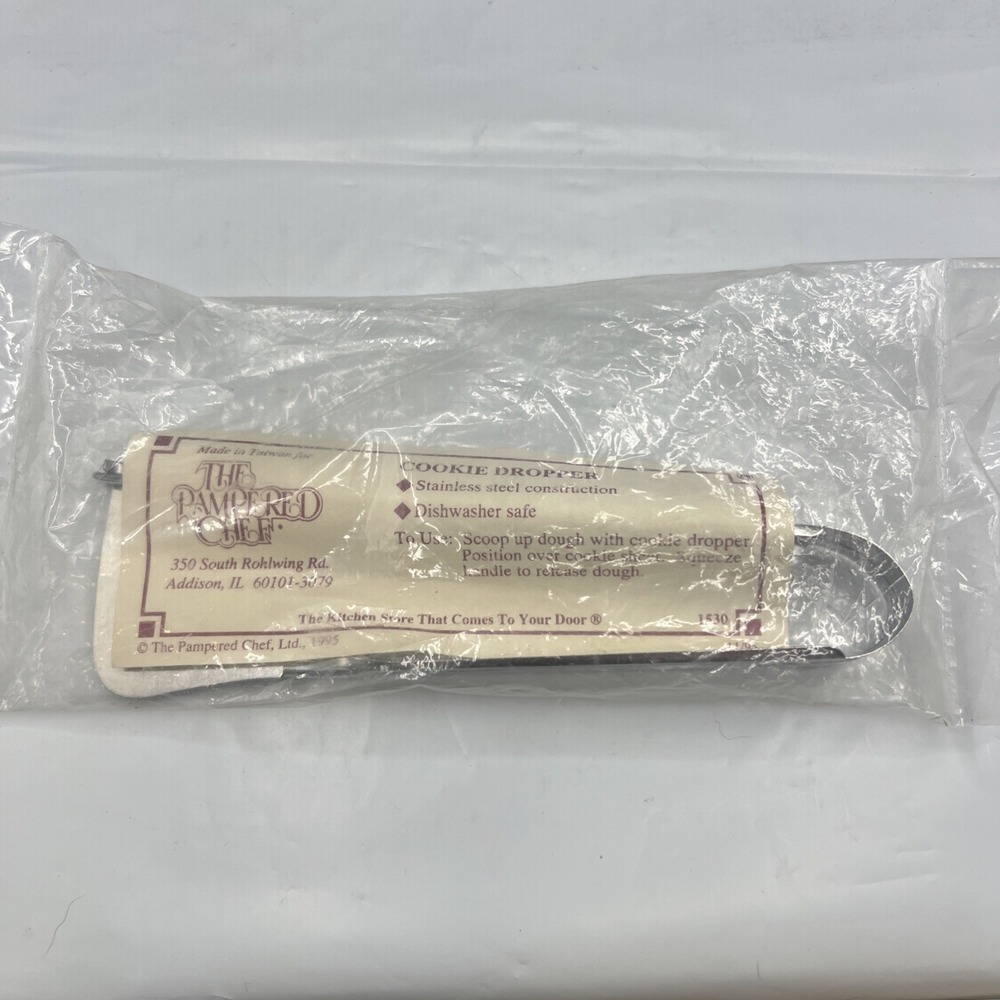 NIP VTG 1995 Pampered Chef Cookie Dropper 1530 Stainless Steel Baking Scoop New